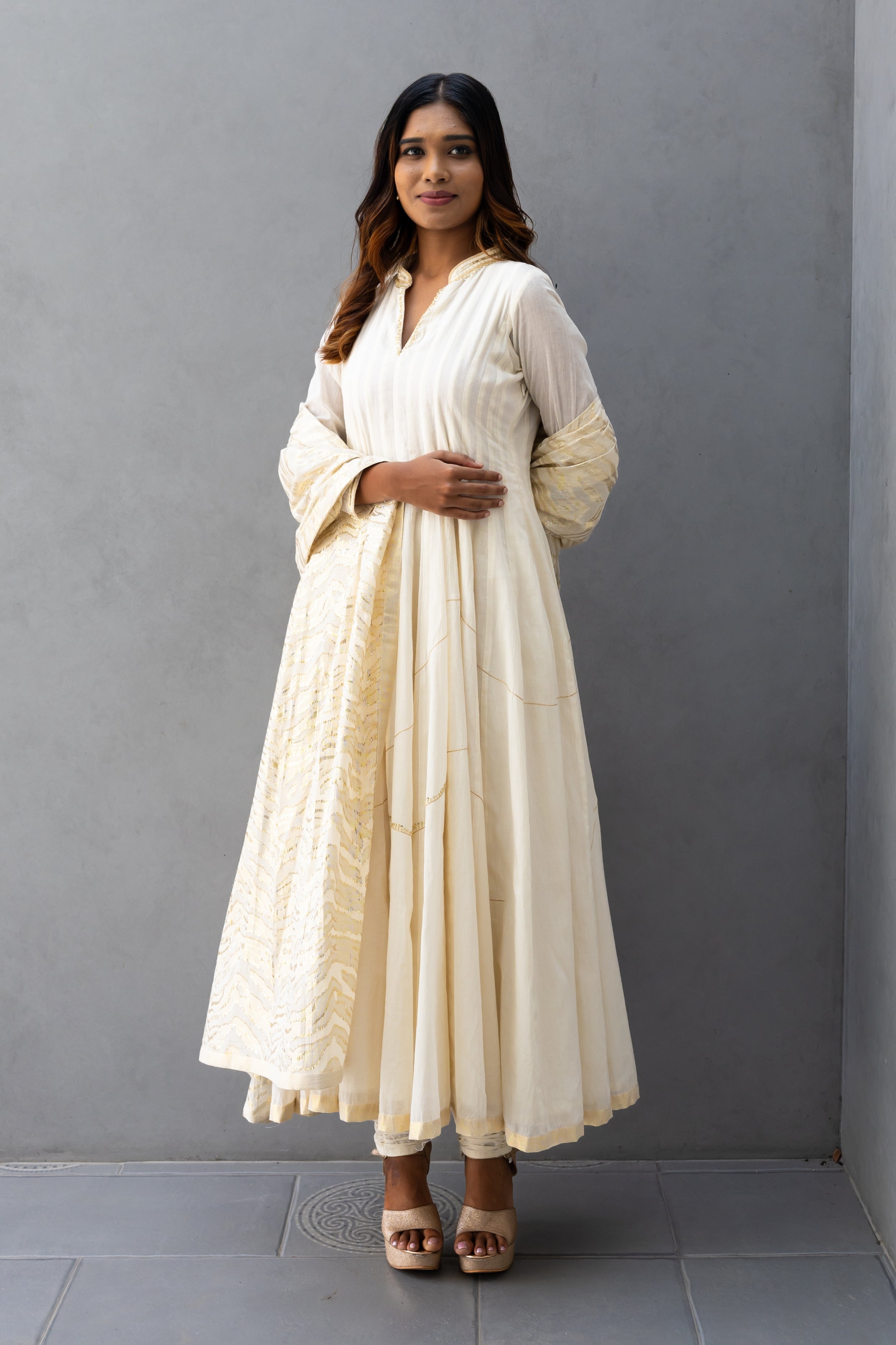 Collared Anarkali with Hand Embroidery